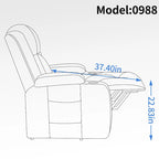 Fauteuil inclinable électrique noir pour personnes âgées avec massage vibrant, chauffage lombaire, port USB et porte-gobelets