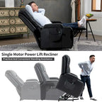 Fauteuil inclinable électrique noir pour personnes âgées avec massage vibrant, chauffage lombaire, port USB et porte-gobelets