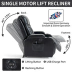 Fauteuil inclinable électrique noir pour personnes âgées avec massage vibrant, chauffage lombaire, port USB et porte-gobelets
