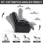 Fauteuil inclinable électrique noir pour personnes âgées avec massage vibrant, chauffage lombaire, port USB et porte-gobelets