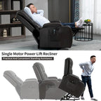 Fauteuil inclinable électrique noir pour personnes âgées avec massage vibrant, chauffage lombaire, port USB et porte-gobelets