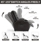 Fauteuil inclinable électrique noir pour personnes âgées avec massage vibrant, chauffage lombaire, port USB et porte-gobelets