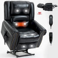 Fauteuil inclinable releveur en cuir véritable marron avec fonction de chauffage, de massage et ports USB