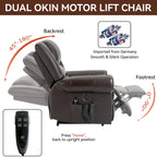 Fauteuil inclinable releveur en cuir véritable marron avec fonction de chauffage, de massage et ports USB