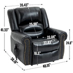 Fauteuil inclinable releveur en cuir véritable marron avec fonction de chauffage, de massage et ports USB
