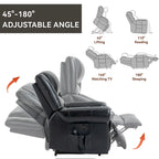 Fauteuil inclinable releveur en cuir véritable marron avec fonction de chauffage, de massage et ports USB