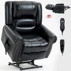 Fauteuil inclinable releveur en cuir véritable marron avec fonction de chauffage, de massage et ports USB