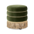 17,5 Pouces Pouf Rond Rembourré avec Frange Lingot d'Or