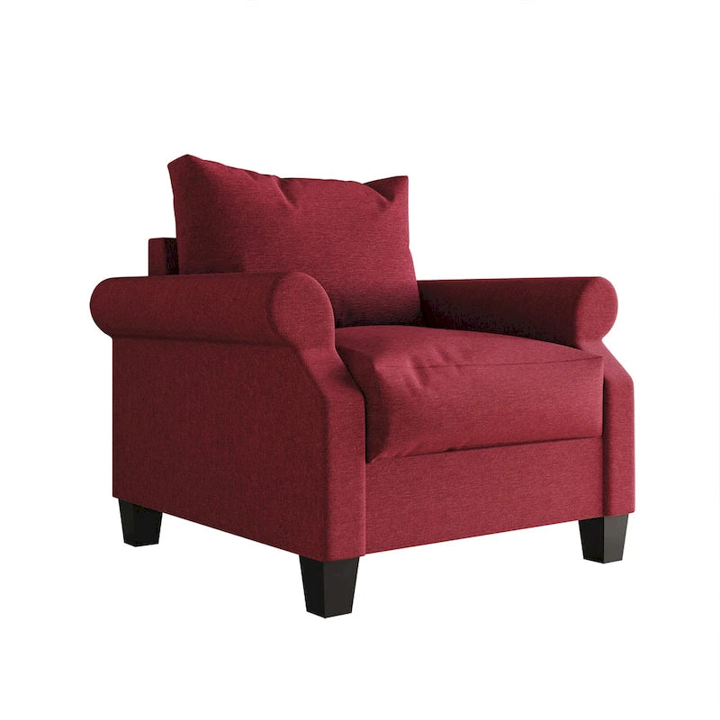 Fauteuil capitonné en lin classique