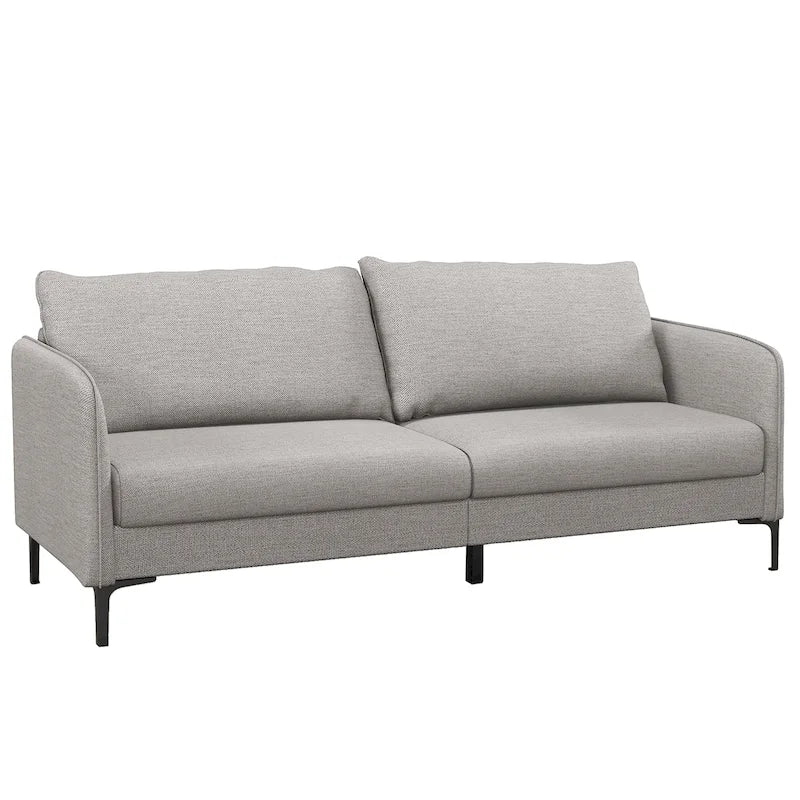 Canapé causeuse moderne de 76 po avec pieds en métal, gris