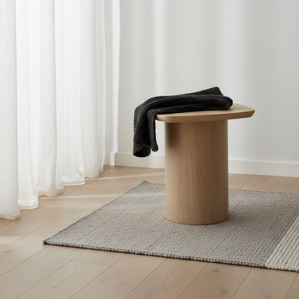 Table d'appoint contemporaine finition chêne avec piètement colonne robuste par Modern