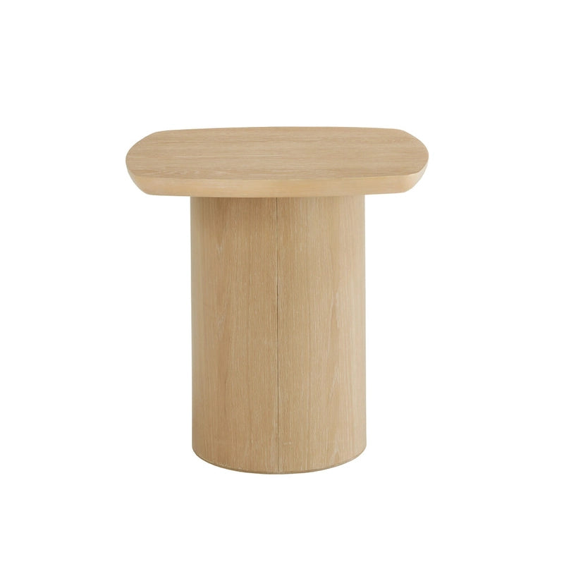 Table d'appoint contemporaine finition chêne avec piètement colonne robuste par Modern