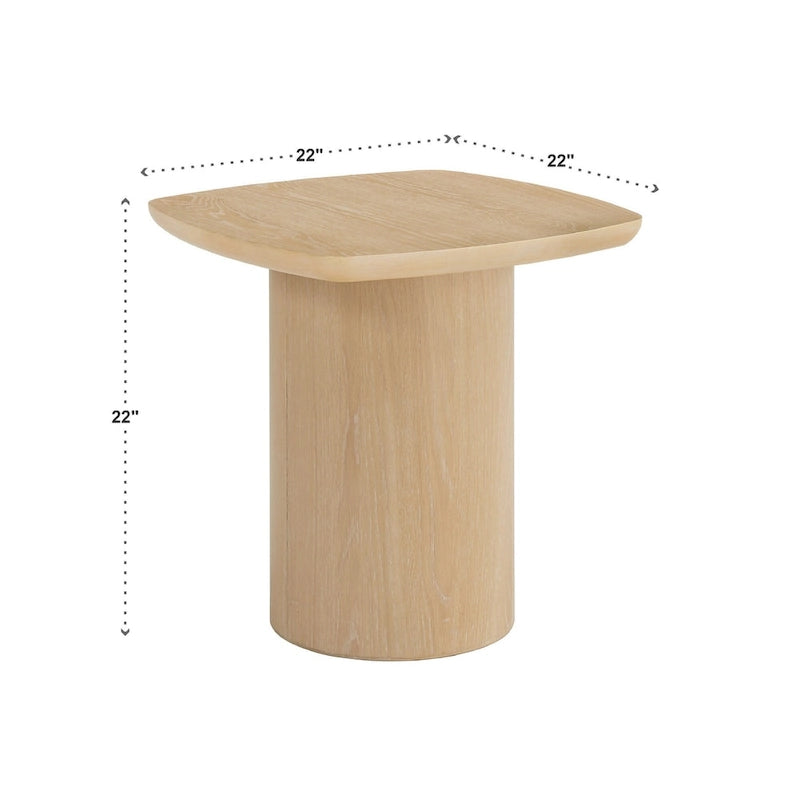 Table d'appoint contemporaine finition chêne avec piètement colonne robuste par Modern