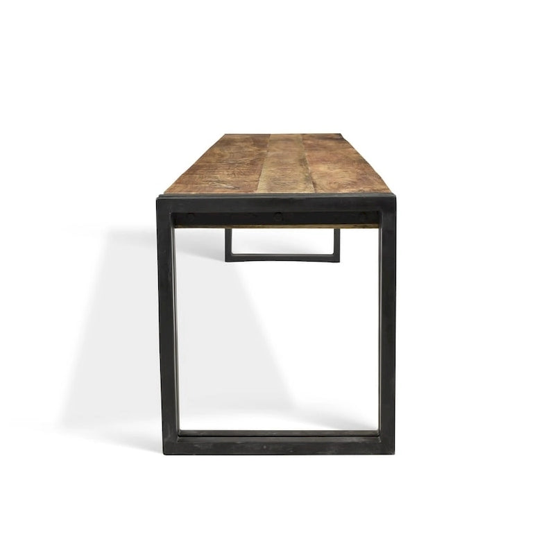 Banc artisanal en bois de récupération et métal (Inde)