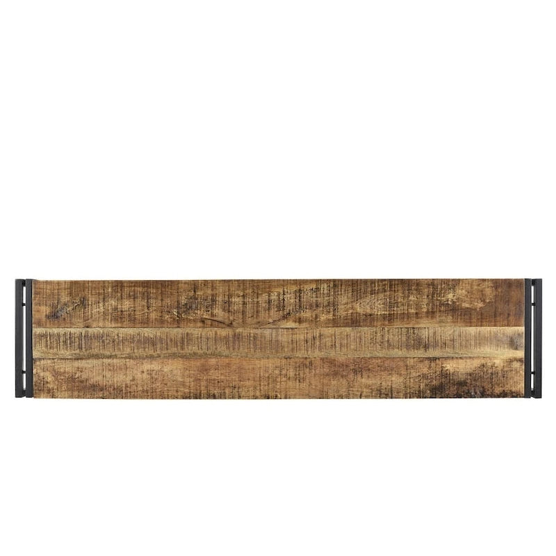 Banc artisanal en bois de récupération et métal (Inde)