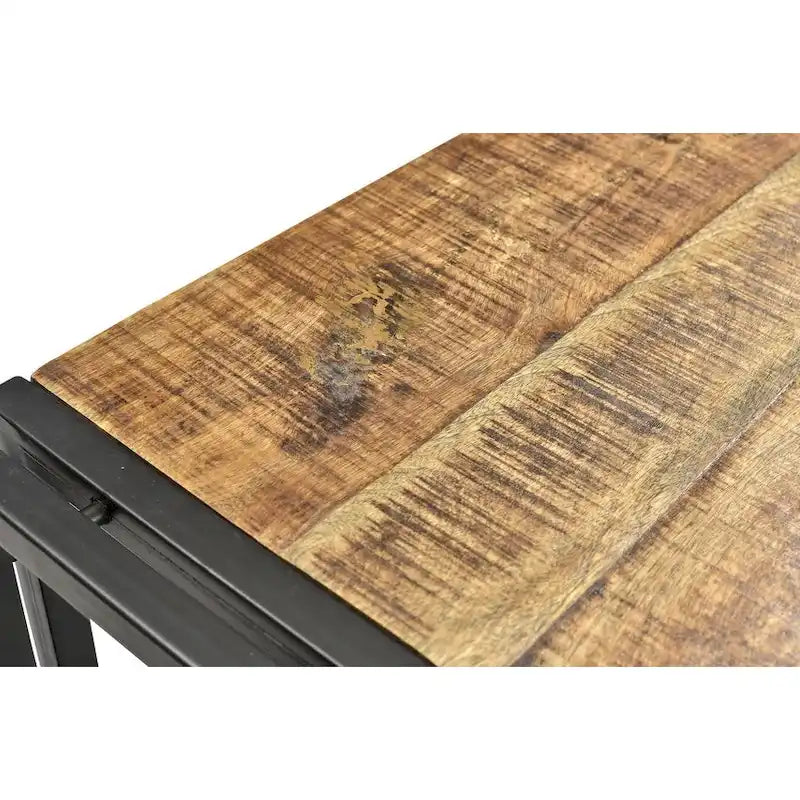 Banc artisanal en bois de récupération et métal (Inde)