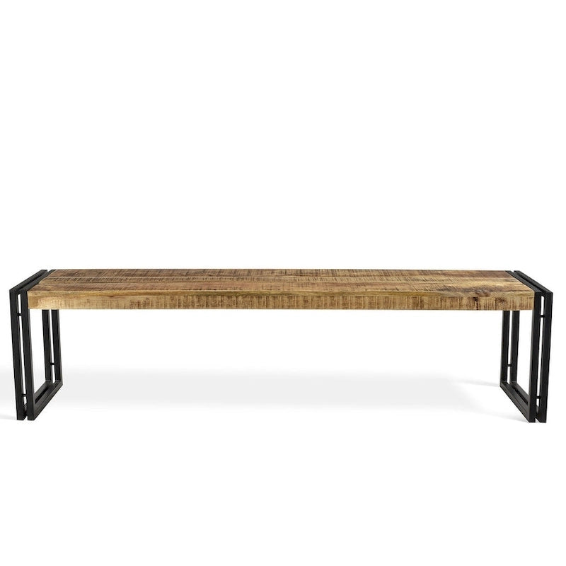 Banc artisanal en bois de récupération et métal (Inde)