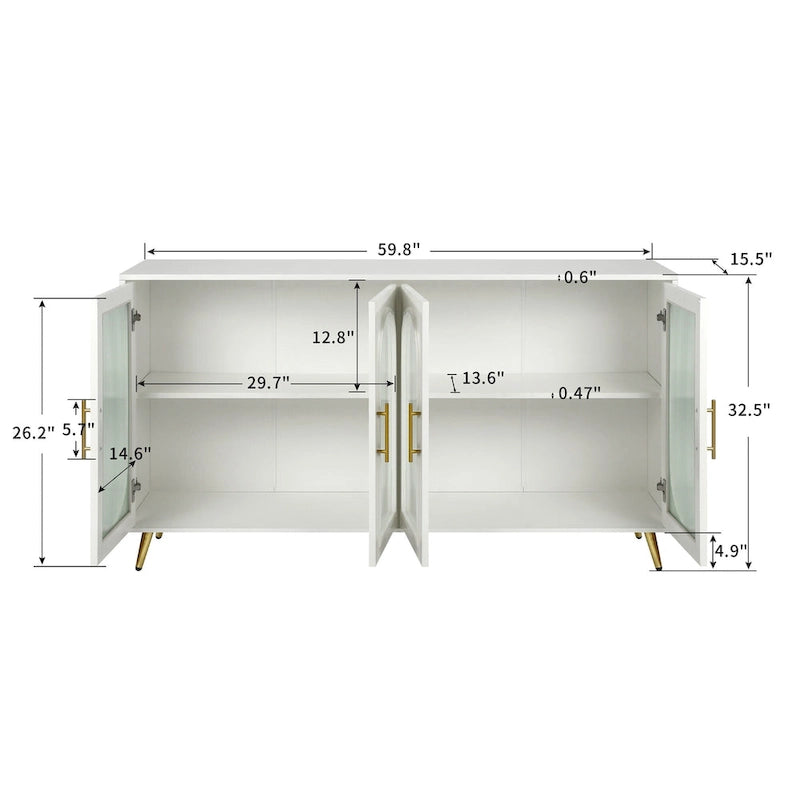 Meuble TV en bois avec armoire de rangement et étagères réglables - N/A