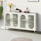 Meuble TV en bois avec armoire de rangement et étagères réglables - N/A