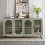 Meuble TV en bois avec armoire de rangement et étagères réglables - N/A