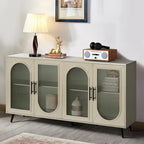 Meuble TV en bois avec armoire de rangement et étagères réglables - N/A