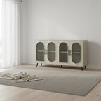 Meuble TV en bois avec armoire de rangement et étagères réglables - N/A