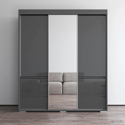 Armoire moderne de 180 cm à 3 portes avec miroir
