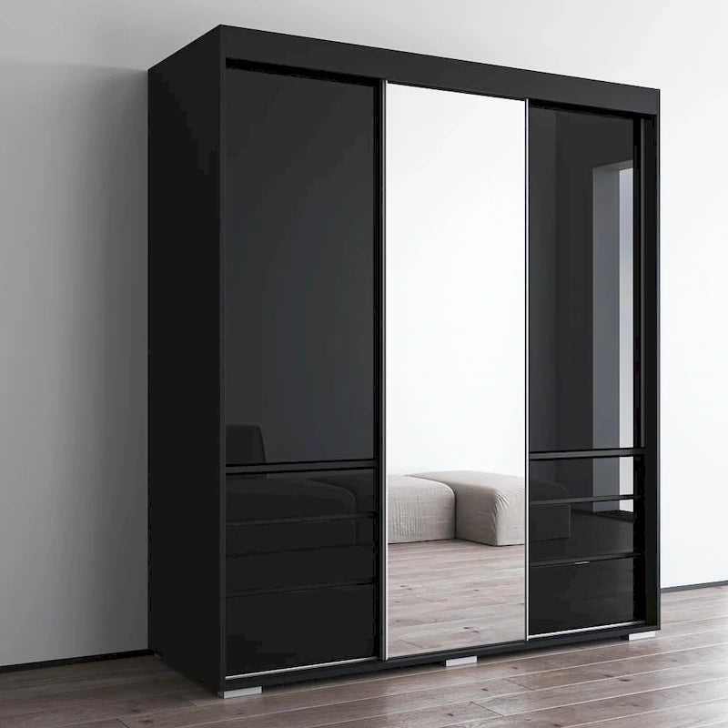 Armoire moderne de 180 cm à 3 portes avec miroir