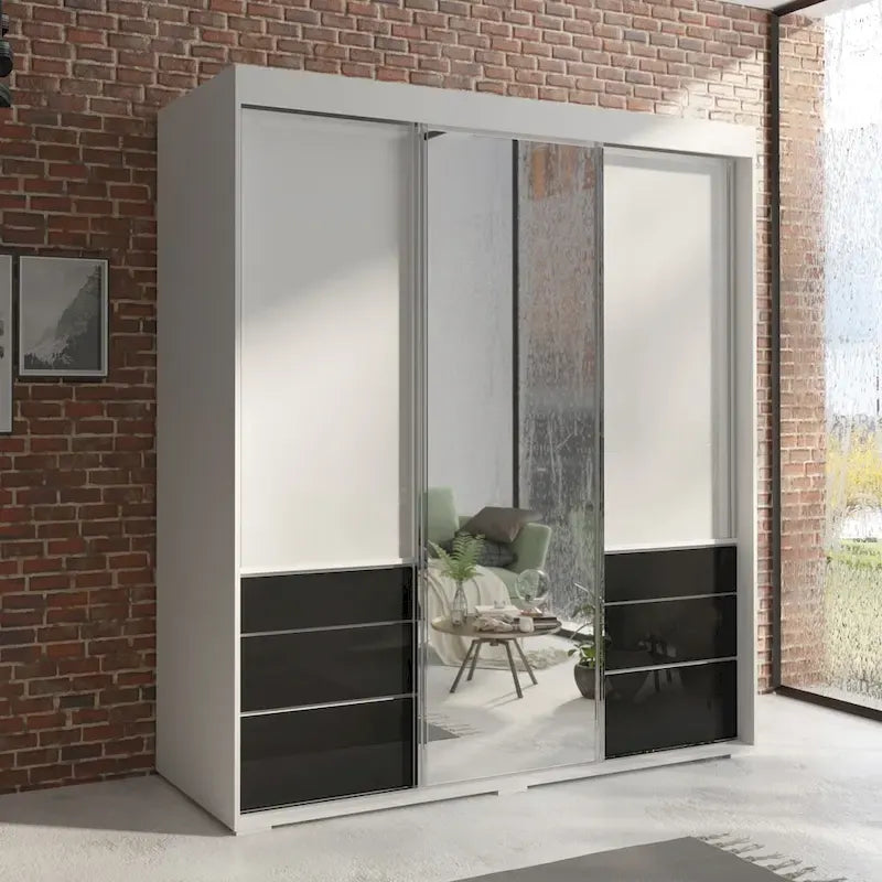 Armoire moderne de 180 cm à 3 portes avec miroir