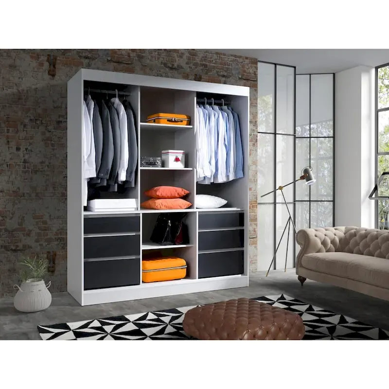 Armoire moderne de 180 cm à 3 portes avec miroir