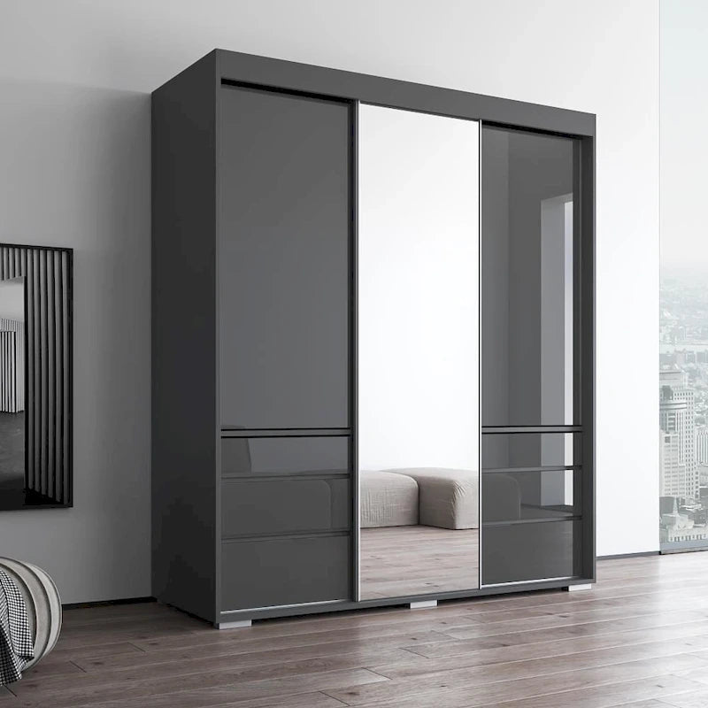 Armoire moderne de 180 cm à 3 portes avec miroir