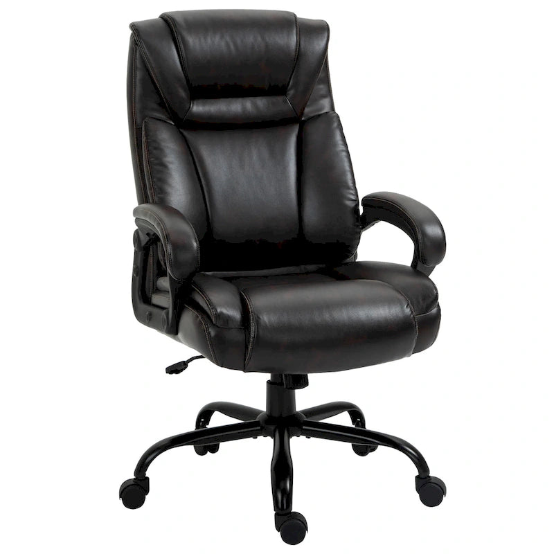 Fauteuil de bureau exécutif grande taille et supportant jusqu'à 180 kg – Chaise d'ordinateur à dossier haut en cuir PU ergonomique