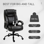 Fauteuil de bureau exécutif grande taille et supportant jusqu'à 180 kg – Chaise d'ordinateur à dossier haut en cuir PU ergonomique