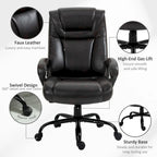Fauteuil de bureau exécutif grande taille et supportant jusqu'à 180 kg – Chaise d'ordinateur à dossier haut en cuir PU ergonomique