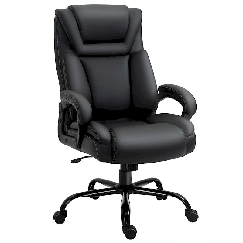 Fauteuil de bureau exécutif grande taille et supportant jusqu'à 180 kg – Chaise d'ordinateur à dossier haut en cuir PU ergonomique