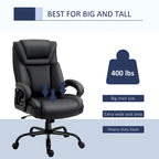 Fauteuil de bureau exécutif grande taille et supportant jusqu'à 180 kg – Chaise d'ordinateur à dossier haut en cuir PU ergonomique