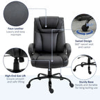 Fauteuil de bureau exécutif grande taille et supportant jusqu'à 180 kg – Chaise d'ordinateur à dossier haut en cuir PU ergonomique