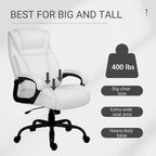 Fauteuil de bureau exécutif grande taille et supportant jusqu'à 180 kg – Chaise d'ordinateur à dossier haut en cuir PU ergonomique