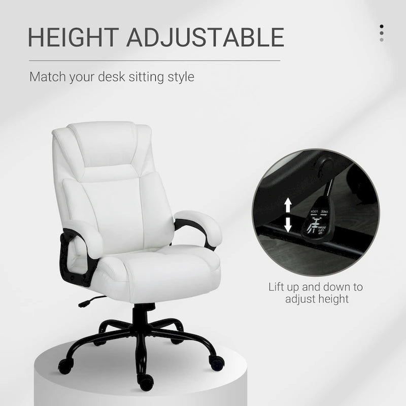 Fauteuil de bureau exécutif grande taille et supportant jusqu'à 180 kg – Chaise d'ordinateur à dossier haut en cuir PU ergonomique