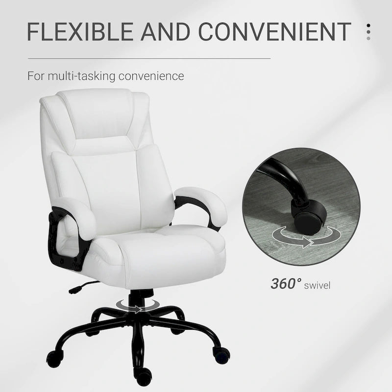 Fauteuil de bureau exécutif grande taille et supportant jusqu'à 180 kg – Chaise d'ordinateur à dossier haut en cuir PU ergonomique