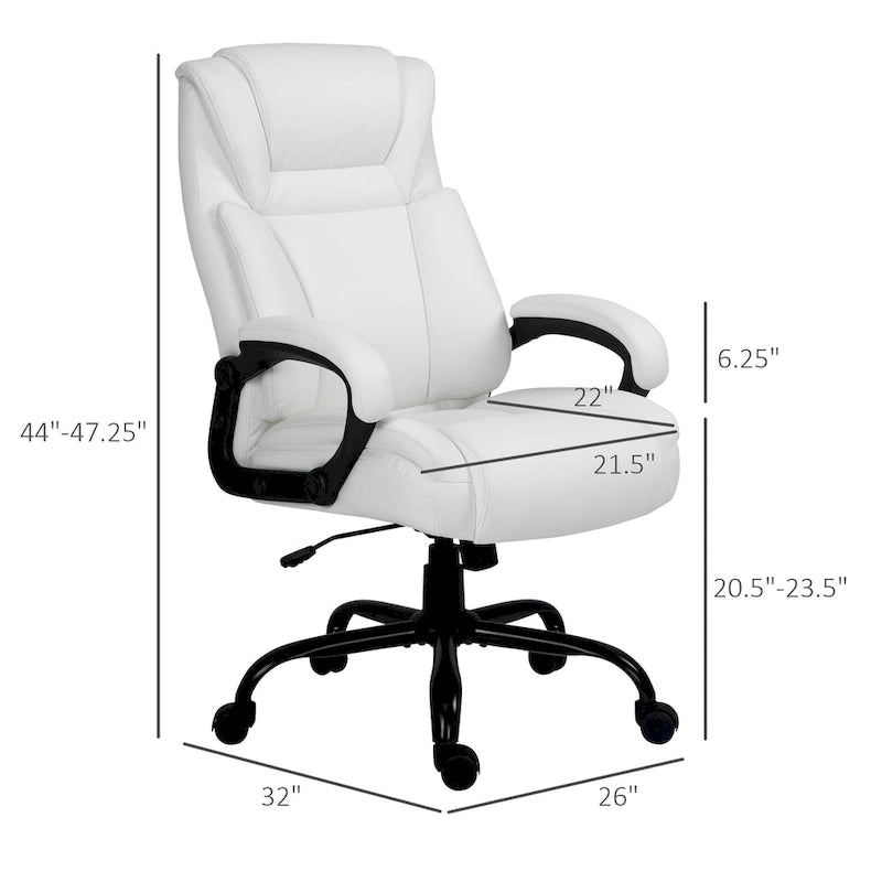 Fauteuil de bureau exécutif grande taille et supportant jusqu'à 180 kg – Chaise d'ordinateur à dossier haut en cuir PU ergonomique