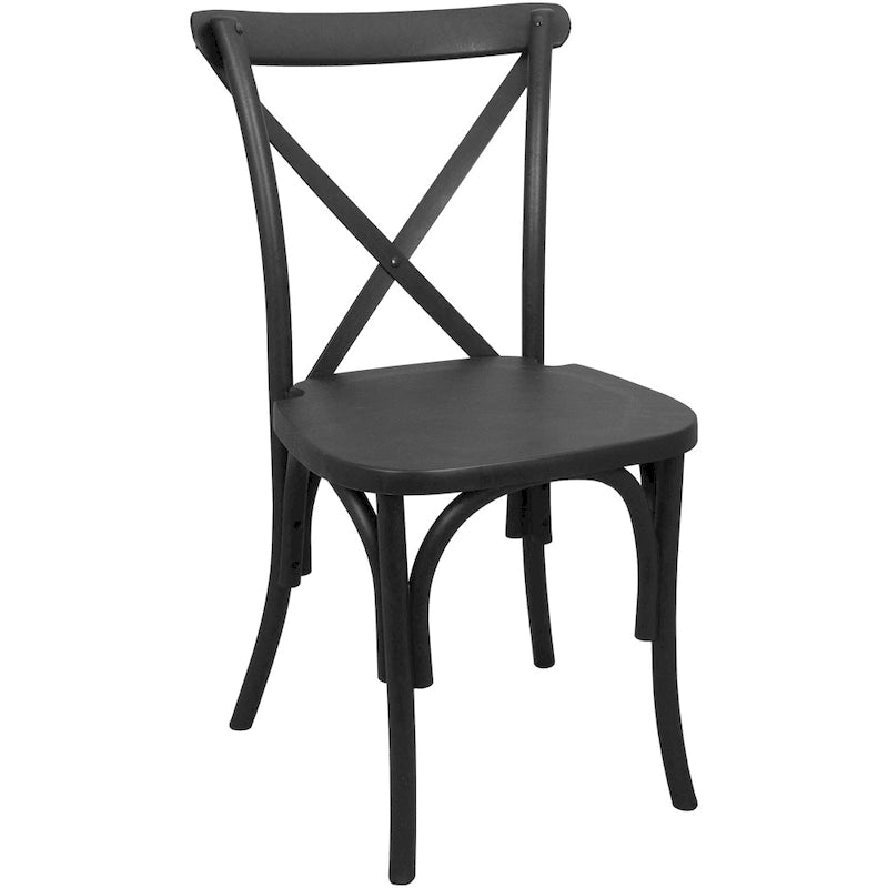 Chaises de salle à manger modernes empilables en résine avec dossier en croix (lot de 2)