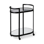 Eleonore Black Metal Frame Two-Tier w/Glass Shelves Bar Cart