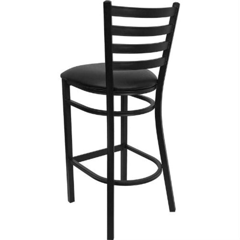 Tabouret de bar style restaurant, dossier échelle en métal noir - 17 x 18 x 42,2 pouces