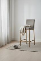 Set of 2 Gray and Gold Contemporary Upholstery Counter Chairs 37.5