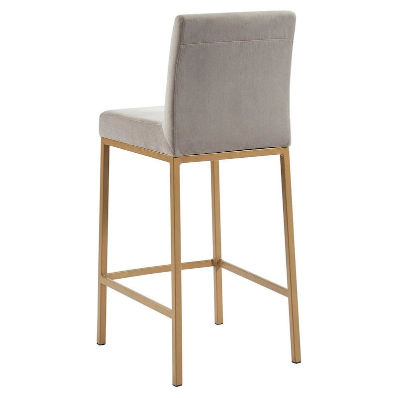 Lot de 2 chaises de comptoir contemporaines rembourrées gris et or 37,5