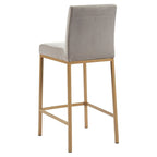 Lot de 2 chaises de comptoir contemporaines rembourrées gris et or 37,5
