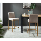 Lot de 2 chaises de comptoir contemporaines rembourrées gris et or 37,5
