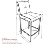 Lot de 2 chaises de comptoir contemporaines rembourrées gris et or 37,5