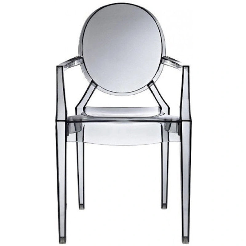 Lot de 2 chaises empilables en lucite transparentes pour cuisine, terrasse, salle à manger, salon, chambre, fête, avec dossier ovale, bureau